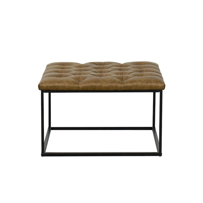 Pouf de cocktail capitonné carré avec dessus rembourré