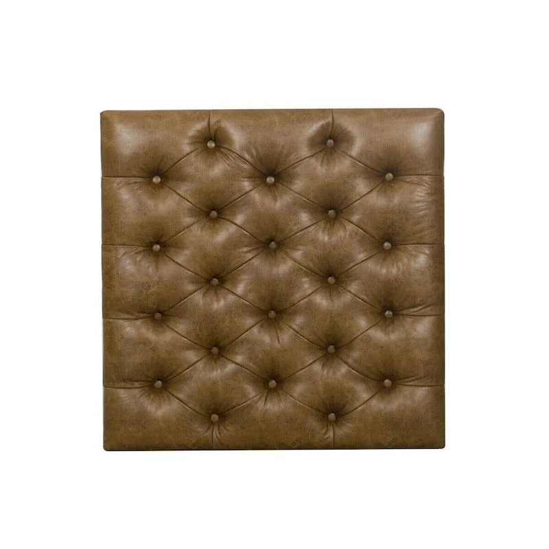 Pouf de cocktail capitonné carré avec dessus rembourré