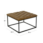 Pouf de cocktail capitonné carré avec dessus rembourré