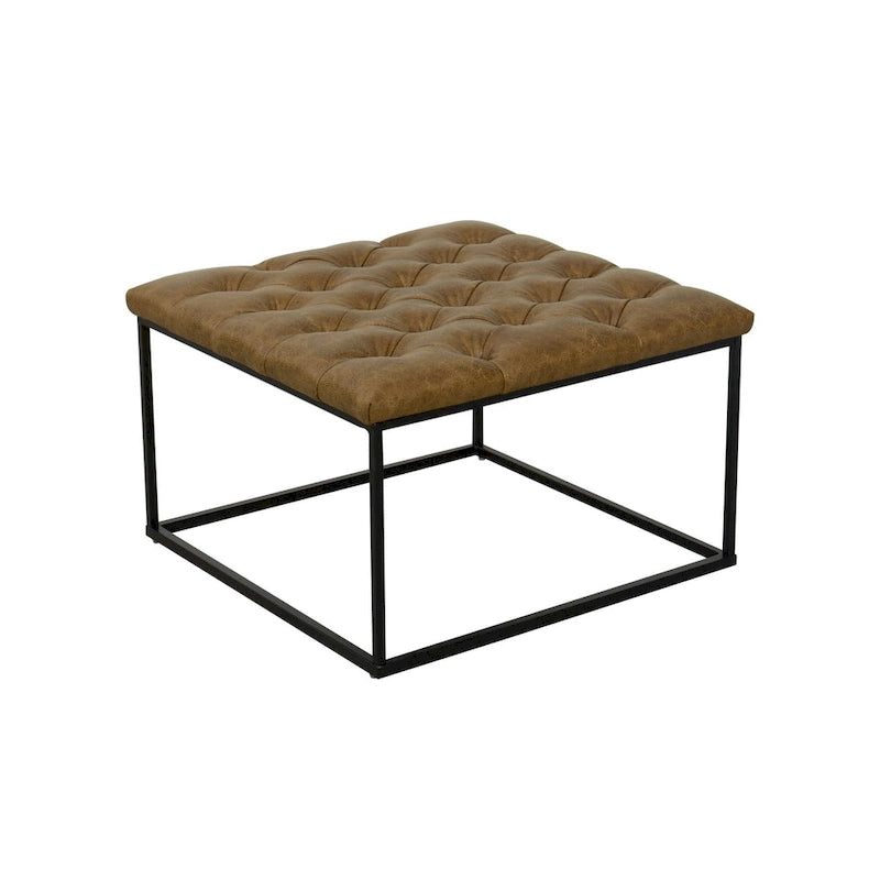 Pouf de cocktail capitonné carré avec dessus rembourré