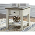 Table d'appoint décontractée blanc antique/marron