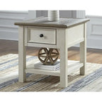 Table d'appoint décontractée blanc antique/marron