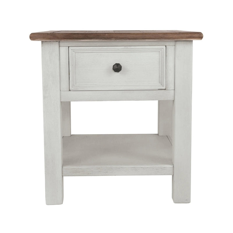 Table d'appoint décontractée blanc antique/marron