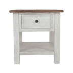 Table d'appoint décontractée blanc antique/marron
