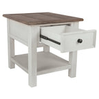 Table d'appoint décontractée blanc antique/marron