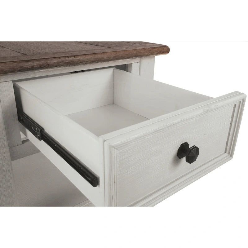 Table d'appoint décontractée blanc antique/marron