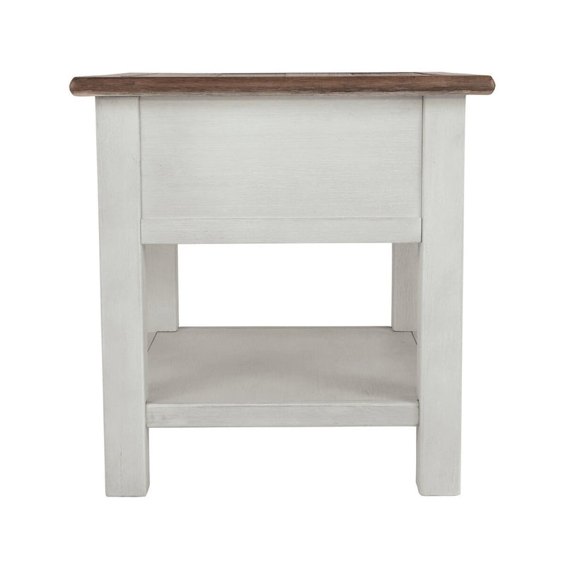 Table d'appoint décontractée blanc antique/marron