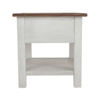 Table d'appoint décontractée blanc antique/marron