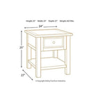 Table d'appoint décontractée blanc antique/marron