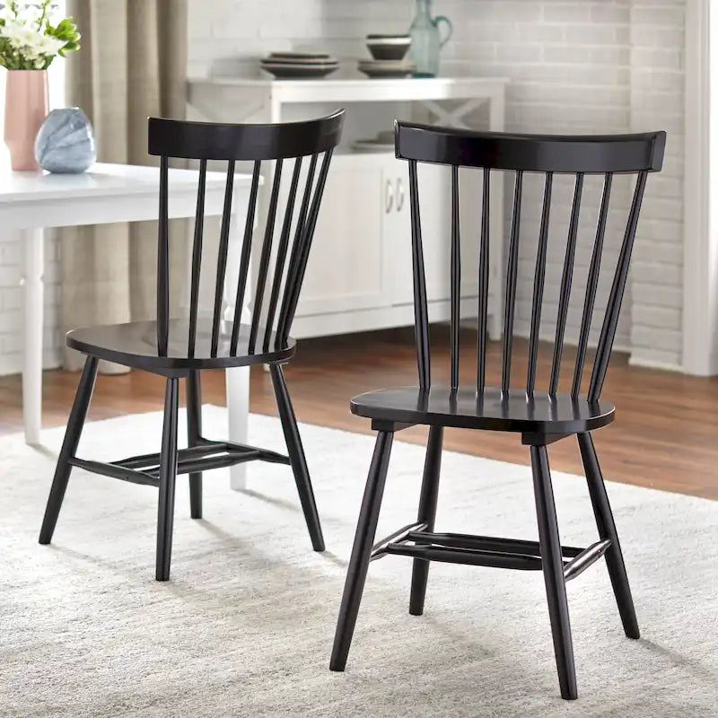Chaises de salle à manger à barreaux en bois massif (lot de 2)