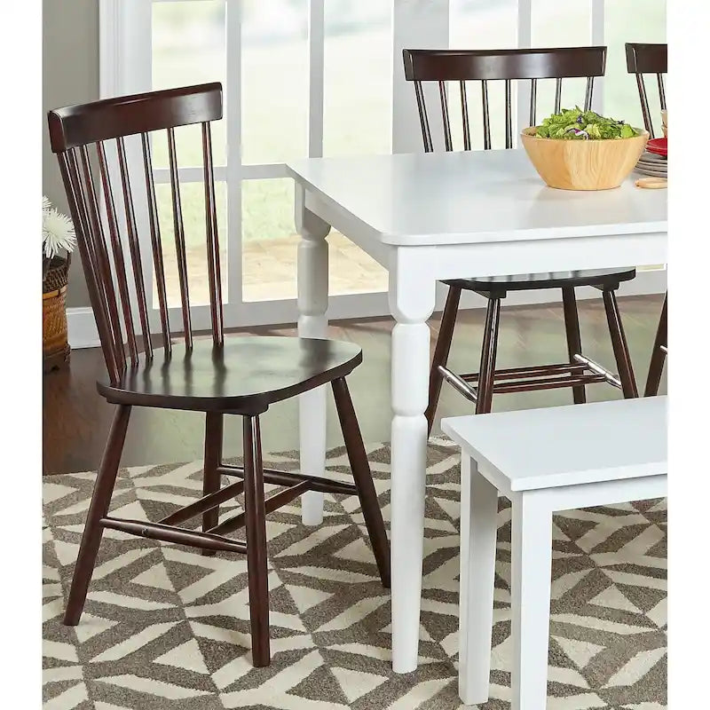 Chaises de salle à manger à barreaux en bois massif (lot de 2)
