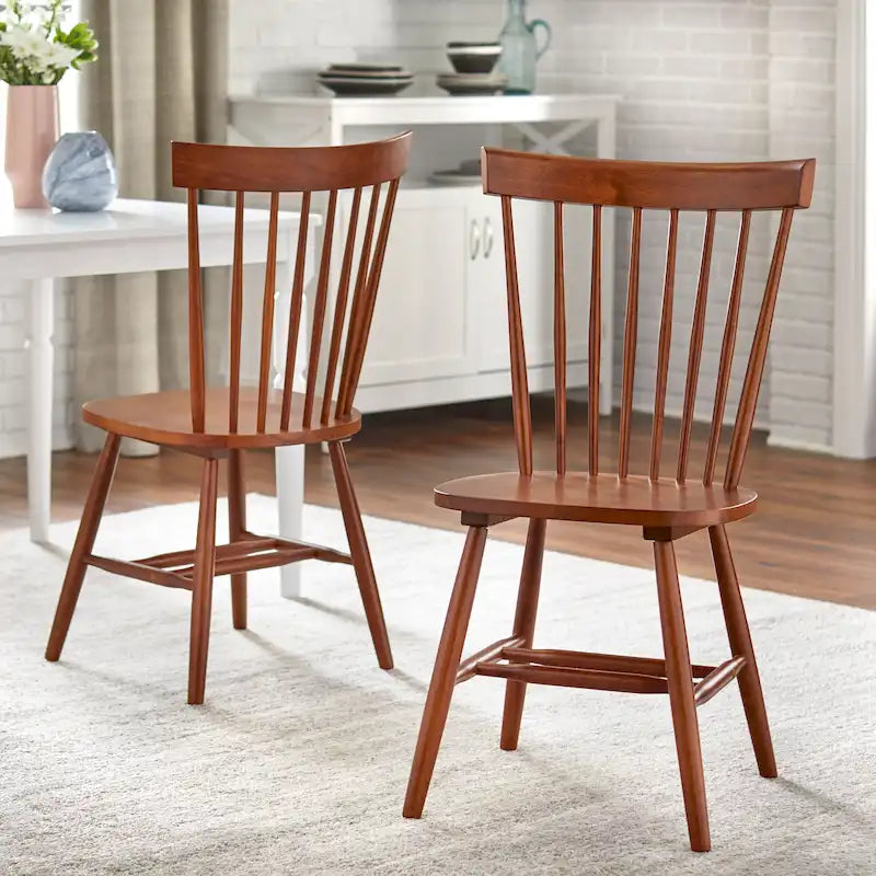 Chaises de salle à manger à barreaux en bois massif (lot de 2)