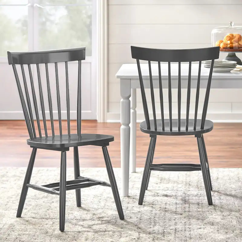 Chaises de salle à manger à barreaux en bois massif (lot de 2)