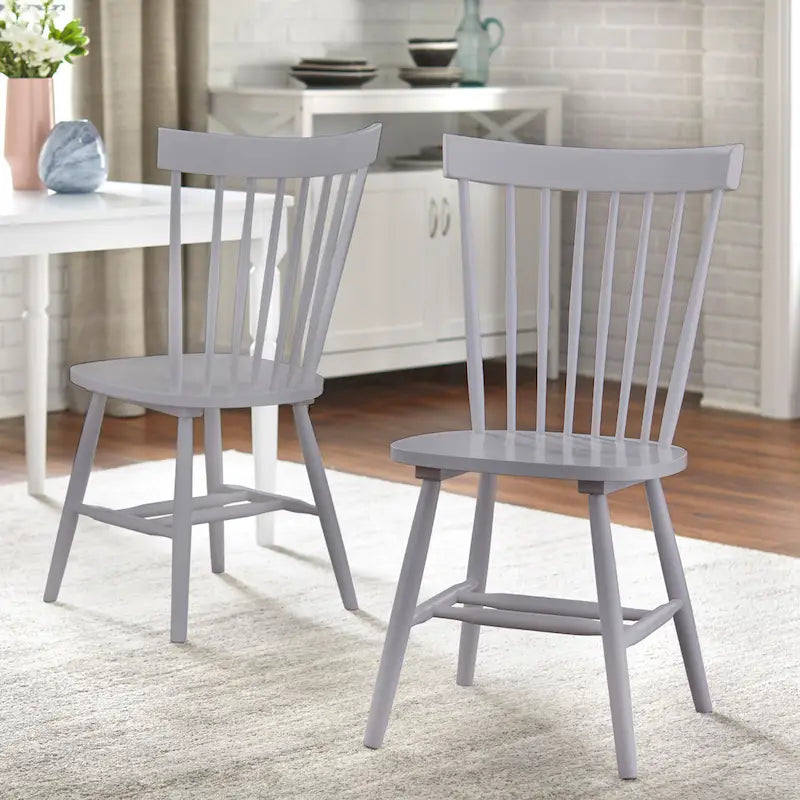 Chaises de salle à manger à barreaux en bois massif (lot de 2)