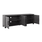 Meuble TV de 71 pouces de large avec portes de rangement, pour téléviseurs jusqu'à 85 pouces
