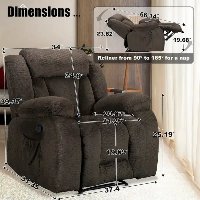 Fauteuil inclinable rembourré à bascule et pivotant