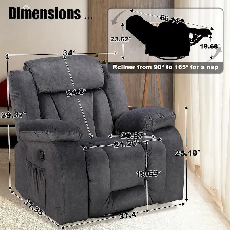 Fauteuil inclinable rembourré à bascule et pivotant