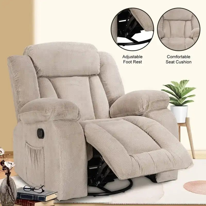 Fauteuil inclinable rembourré à bascule et pivotant