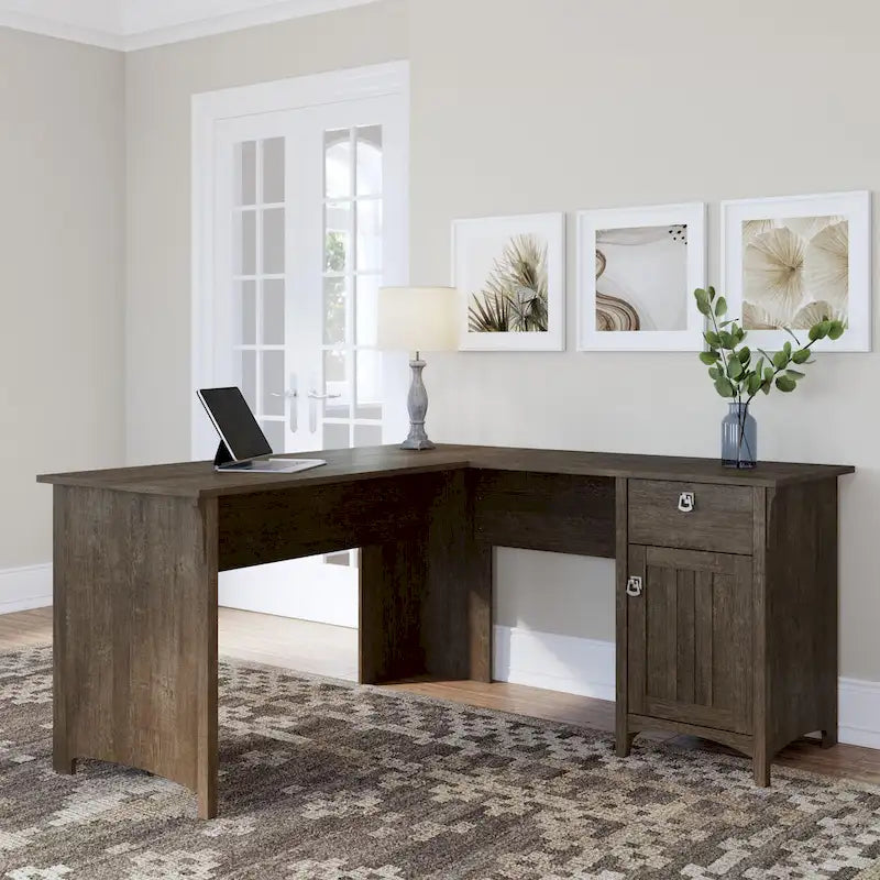  Salinas 60W L Shaped Desk with Drawers and Storage