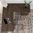 Bureau en L de 60 W avec tiroirs et espaces de rangement