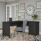 Bureau en L de 60 W avec tiroirs et espaces de rangement