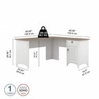 Bureau en L de 60 W avec tiroirs et espaces de rangement
