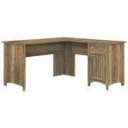 Bureau en L de 60 W avec tiroirs et espaces de rangement