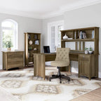 Bureau en L de 60 W avec tiroirs et espaces de rangement