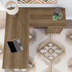 Bureau en L de 60 W avec tiroirs et espaces de rangement