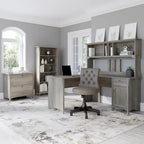 Bureau en L de 60 W avec tiroirs et espaces de rangement