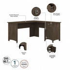 Bureau en L de 60 W avec tiroirs et espaces de rangement