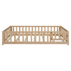 Lit plateforme pleine grandeur en bois avec clôture et porte pour enfants