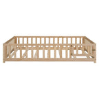 Lit plateforme pleine grandeur en bois avec clôture et porte pour enfants
