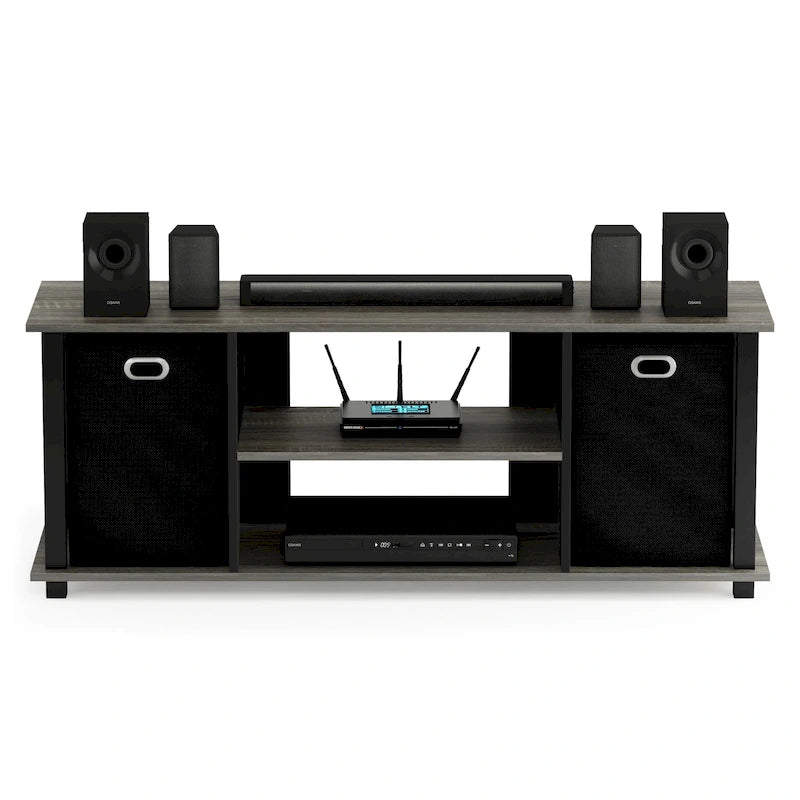 Meuble TV en MDF noir avec bacs de rangement