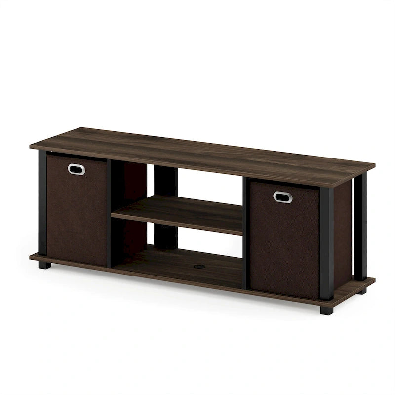  Tompkins Black MDF Entertainment Center with Storage Bins