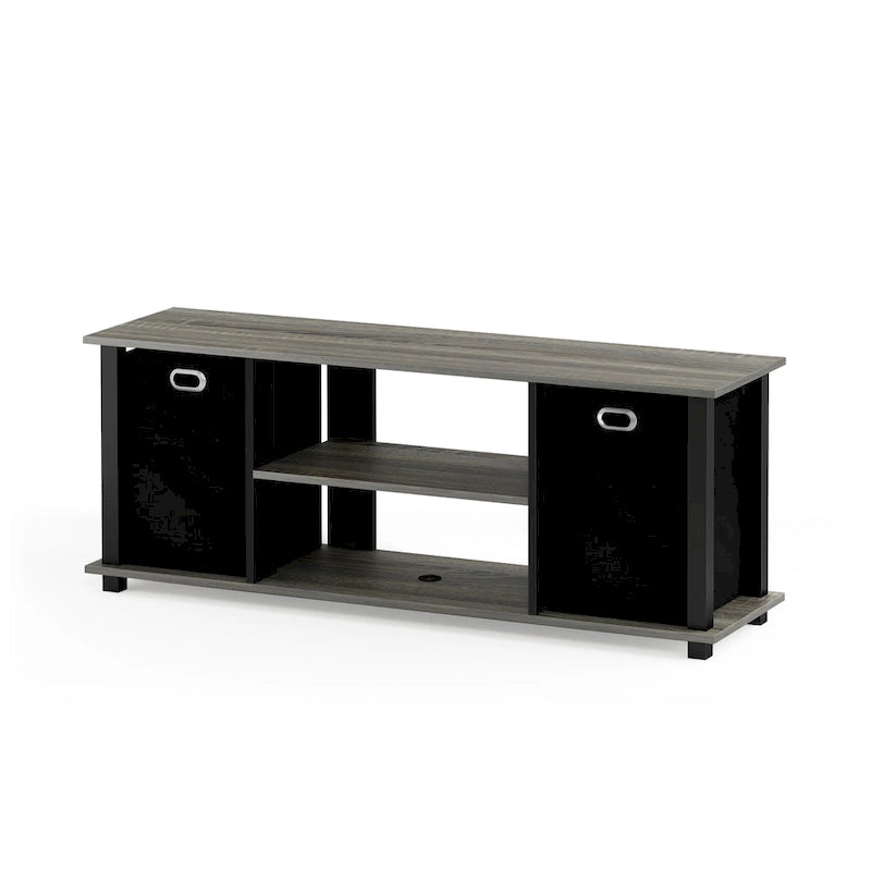 Meuble TV en MDF noir avec bacs de rangement