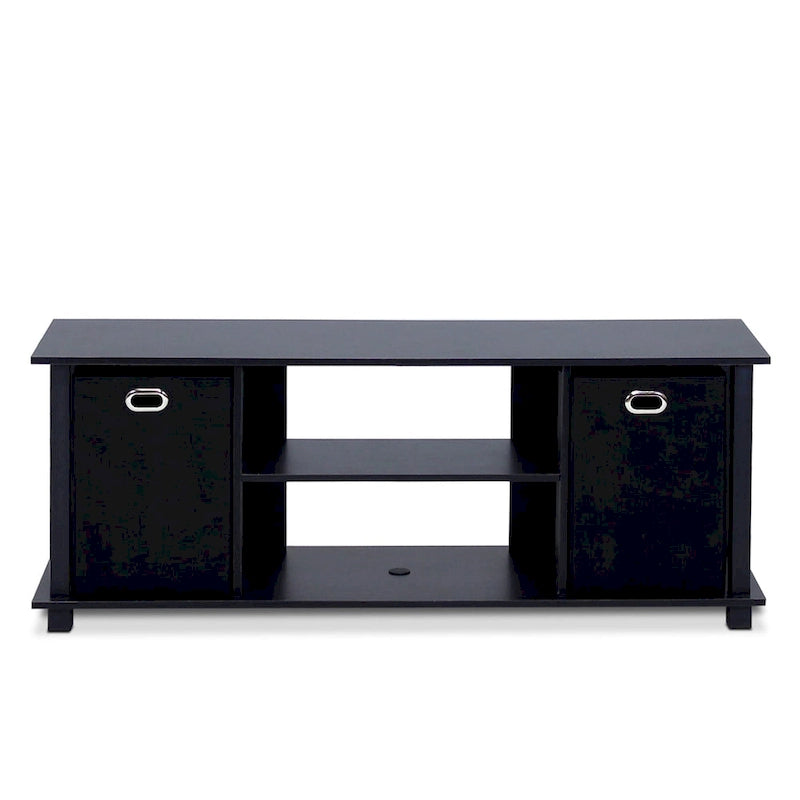 Meuble TV en MDF noir avec bacs de rangement