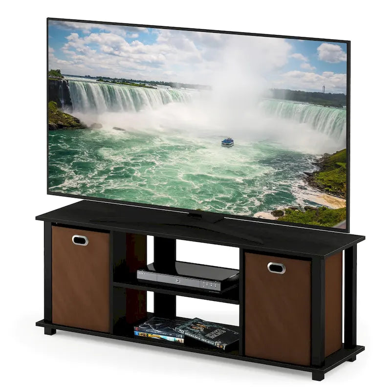 Meuble TV en MDF noir avec bacs de rangement