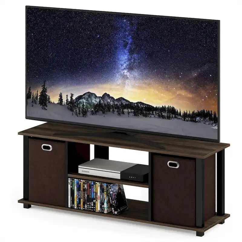 Meuble TV en MDF noir avec bacs de rangement
