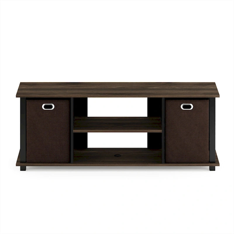 Meuble TV en MDF noir avec bacs de rangement