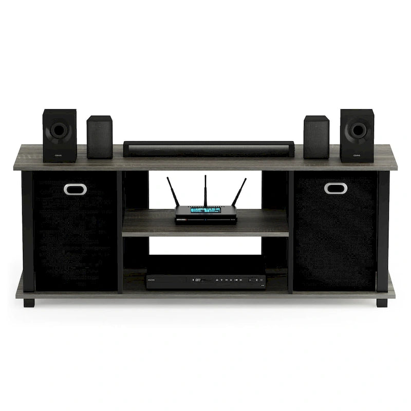 Meuble TV en MDF noir avec bacs de rangement