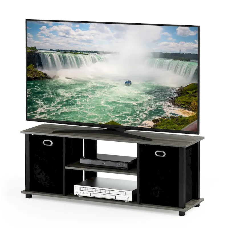 Meuble TV en MDF noir avec bacs de rangement
