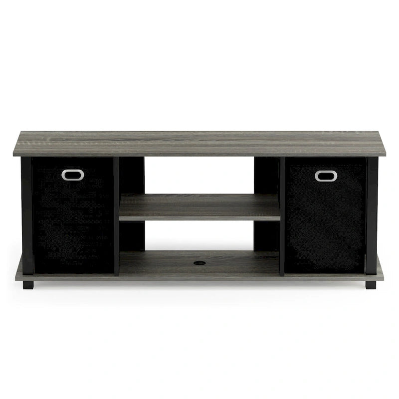 Meuble TV en MDF noir avec bacs de rangement