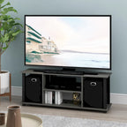Meuble TV en MDF noir avec bacs de rangement