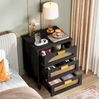 Table de chevet de 20 pouces, commode de chevet en bois à 3 tiroirs, meuble de rangement pour chambre, vert