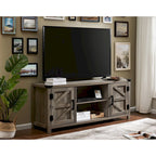 Meuble TV de style rustique avec portes coulissantes pour téléviseurs jusqu'à 70 pouces