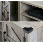 Meuble TV de style rustique avec portes coulissantes pour téléviseurs jusqu'à 70 pouces