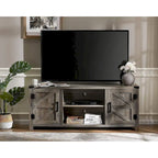Meuble TV de style rustique avec portes coulissantes pour téléviseurs jusqu'à 70 pouces