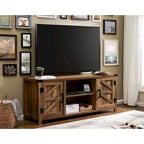 Meuble TV de style rustique avec portes coulissantes pour téléviseurs jusqu'à 70 pouces