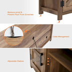 Meuble TV de style rustique avec portes coulissantes pour téléviseurs jusqu'à 70 pouces